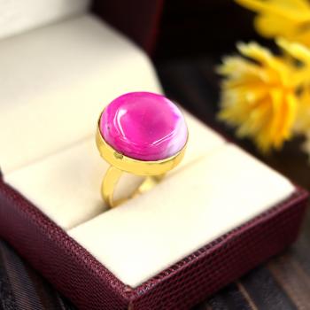 Handmade Designer Nickel-Free Gold Plated High Fashion Designer Agate Stone Seated Ring 